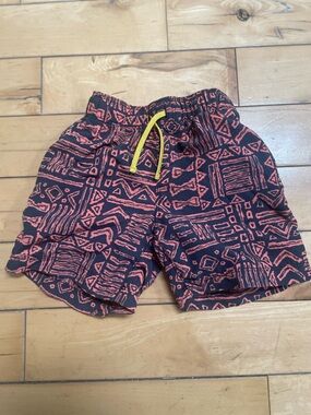 L.L. Bean Navy Blue and Coral Patterned Kids Shorts
